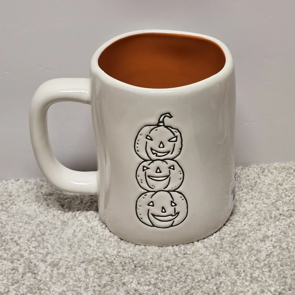 Rae Dunn double‎ sided TRICK OR TREAT pumpkin Halloween mug